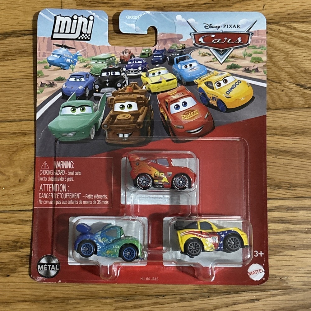 Disney Pixar Cars Mini Racers 3 Pack Jeff Corvette McQueen Carla Veloso‎ Set Lot